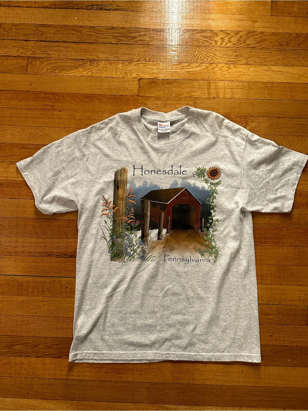 Vintage My Town Original Honesdale Pennsylvania PA Cottagecore Prairie Tshirt L